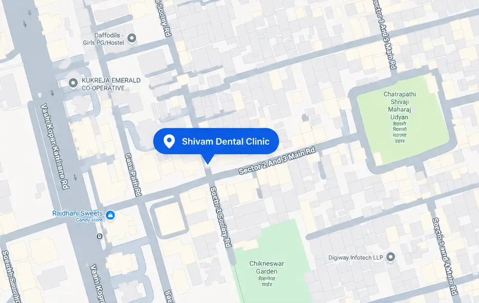 Shivam Dental Clinic in Kopar Khairane Navi Mumbai serving patients from Ghansoli Vashi Airoli and nearby areas